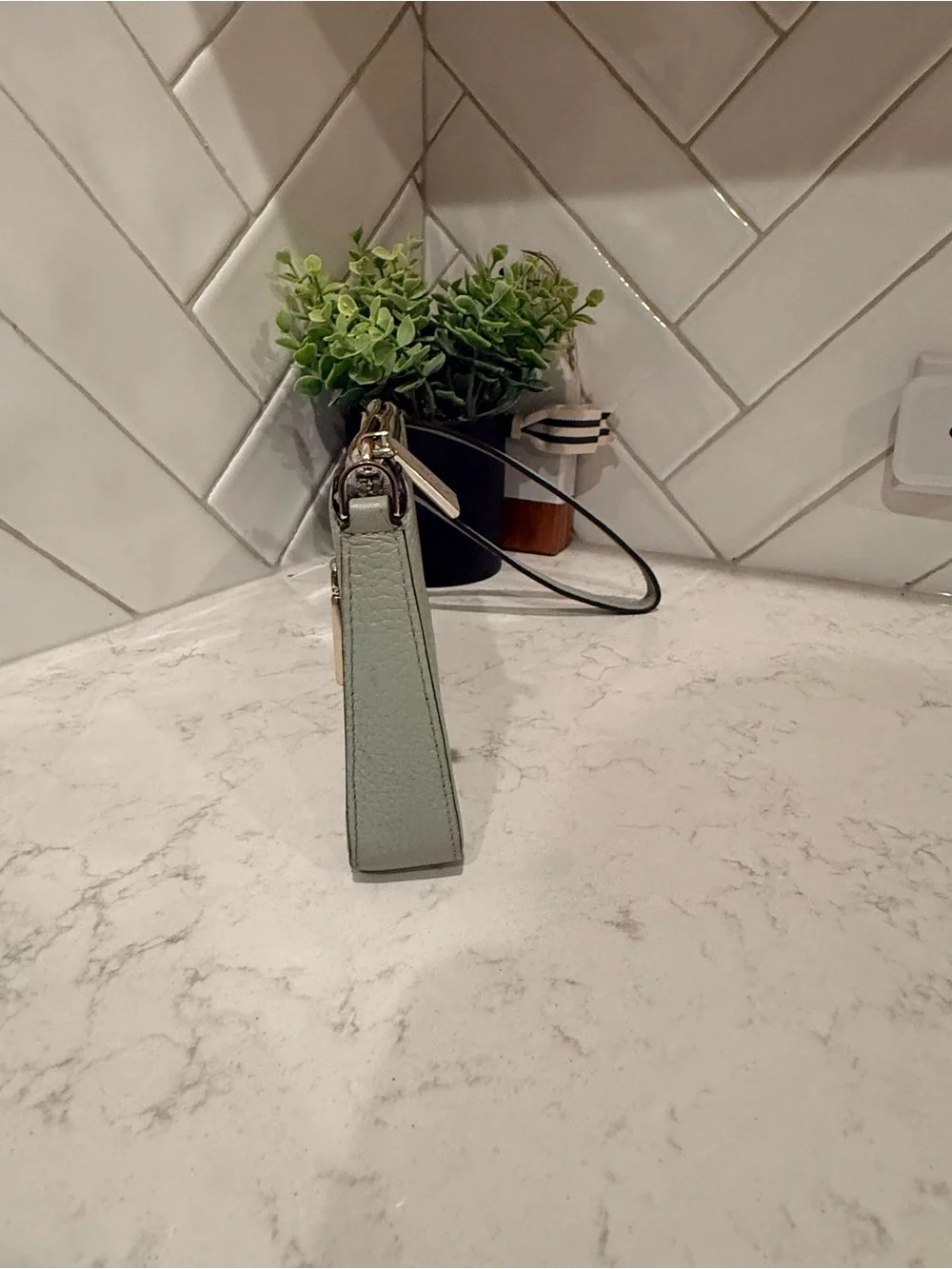 kate spade Pale Mint Leather Wristlet Clutch